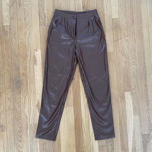 Princess Polly Love Club Brown Leather Pants | size 4